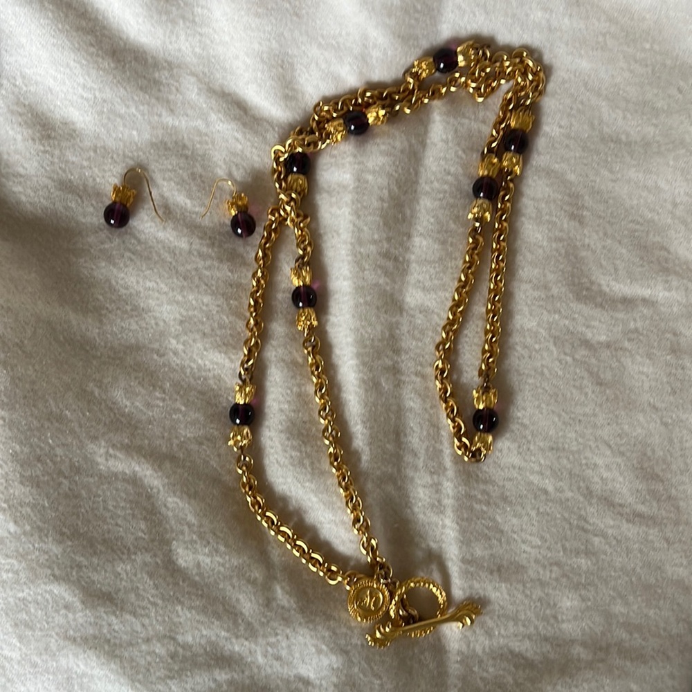 BERGDORF GOODMAN VINTAGE MISH NY STONE NECKLACE & EARRINGS